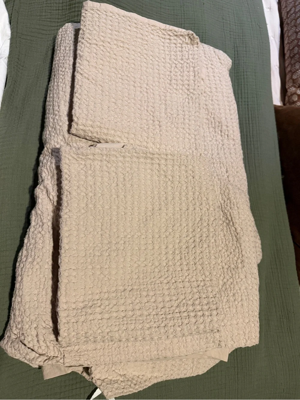 Organic Luxe Honeycomb Duvet Cover Set in Sand King/ CalKing